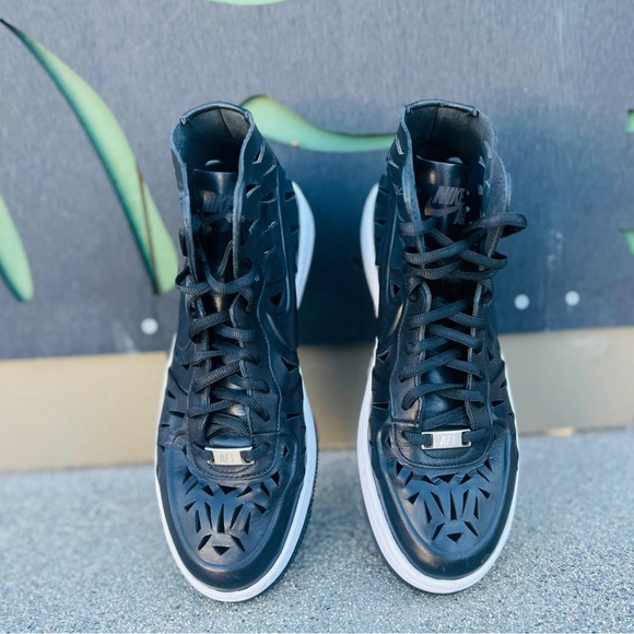 Nike Air Force 1 Ultra Force Mid Joli black Leather Cut Out Sneakers|size 9 - Picture 5 of 11